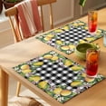 thumbnail image 4 of Yellow Lemon Placemats Set of 2, Black White Plaid Leaf Pink Flower Floral Non-Slip Place Mats Washable Table Mats for Kitchen Dining Table Decorations Indoor/Outdoor, 4 of 9