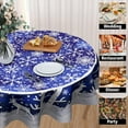 thumbnail image 4 of Winter Tablecloth Round - Blue Snowflake Round Table Cloths 60 Inch Snowy Xmas Reindeer Table Cover for Dinner Kitchen Picnic, 4 of 8
