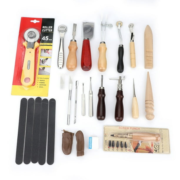 5 Style Set Professional Leather Craft Hand Tools Kit with Instructions for  Hand Sewing Stitching, Stamping Set and Saddle Making