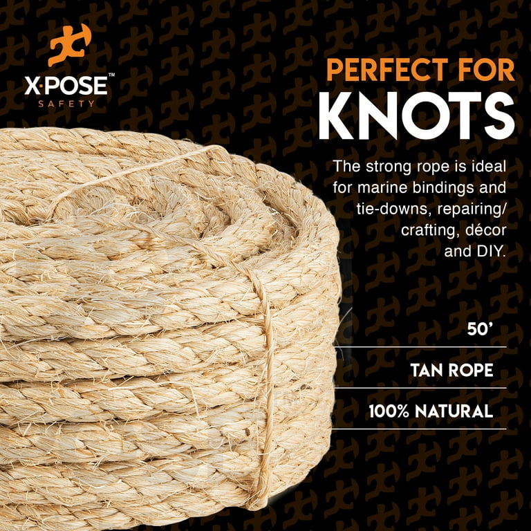 Sisal Rope - 1/2 Inch Thick Rope - 50 Ft Rope - Heavy Duty Durable Natural  Fiber Rope - Crafts, Cat Scratching Post, Cat Tree Rope Replacement,  Scratch Tower for Cats - Indoor/Outdoor Carpet 