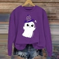 thumbnail image 2 of NMMUED Chandail d'Halloween Grande Taille, Hauts Brodés pour Femmes, Col Rond d'Halloween, Chandails d'Automne pour Femmes, Hauts d'Halloween pour Femmes, Chandails à Col Rond pour Femmes, Violet m, 2 of 4