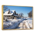thumbnail image 2 of Designart "Scenic Snowy Country Roads I" Landscapes Framed Wall Art - Coastal Blue Landscape Cottage Mountains Winter Living Room Framed Canvas Art, 2 of 6