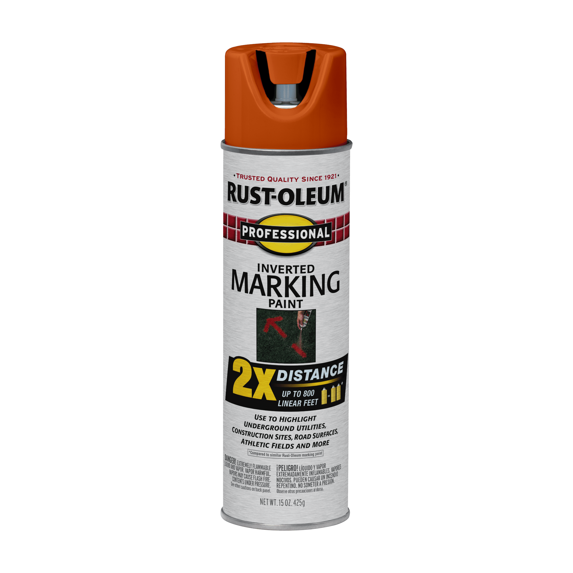 (24 pack) 12 Pack, Fluorescent Red-Orange, Rust-Oleum Professional Inverted Marking 2X Spray Paint, 266599- 15 oz