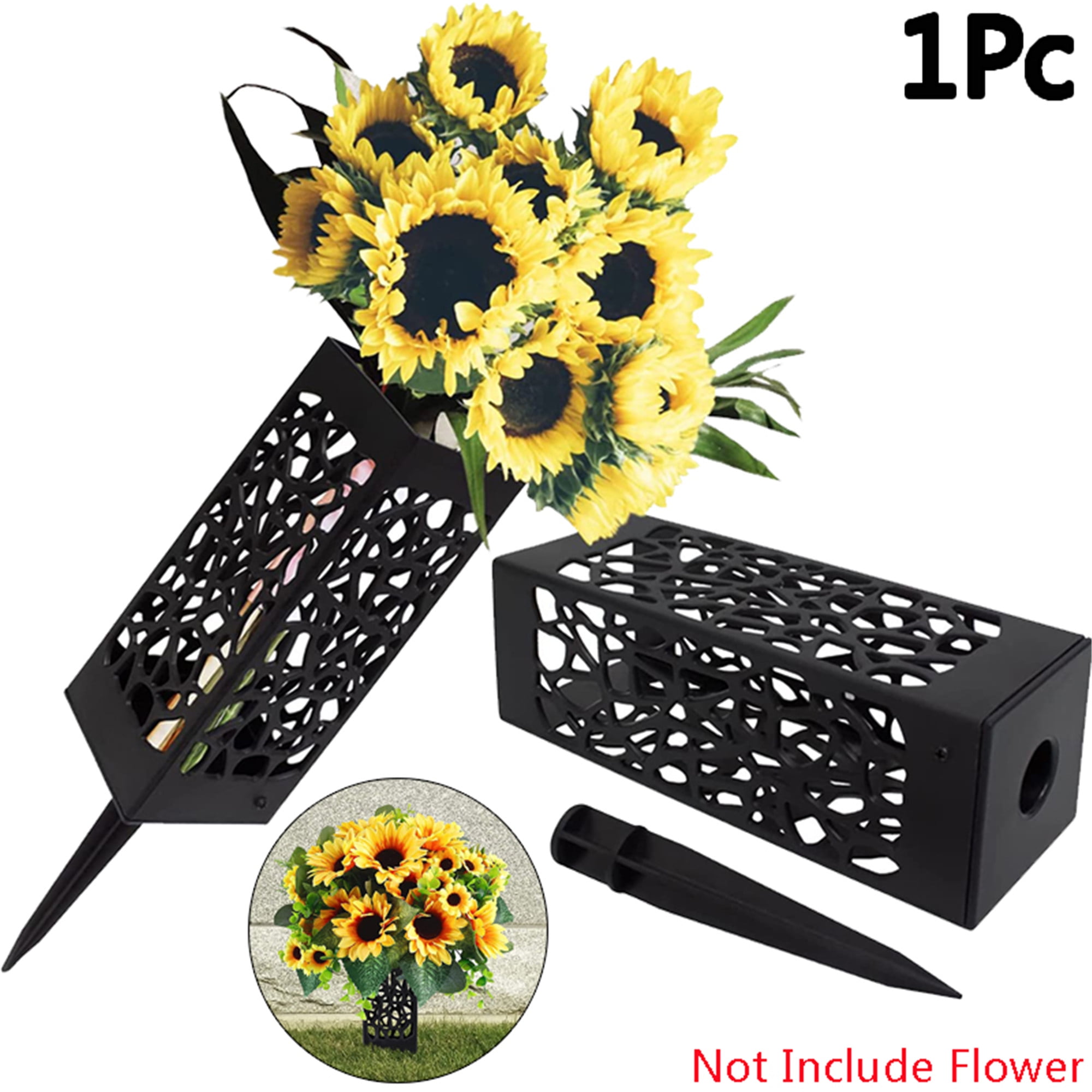 Elbourn 1 Pack 12 inch Headstone Vase Plastic Flower Holder for Grave