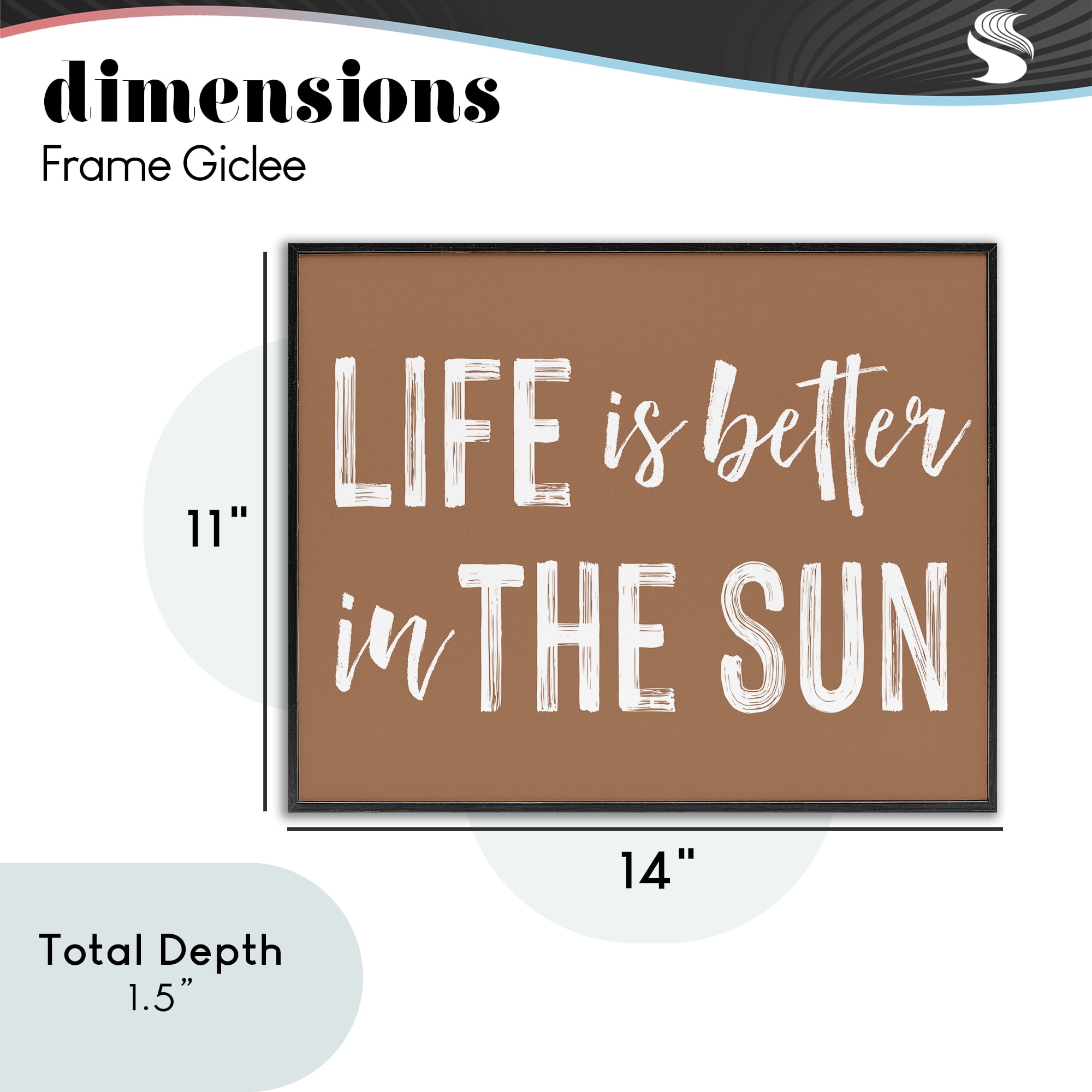 Life Better In Sun Brown Black Framed Giclee Art, design by Lettered and Lined