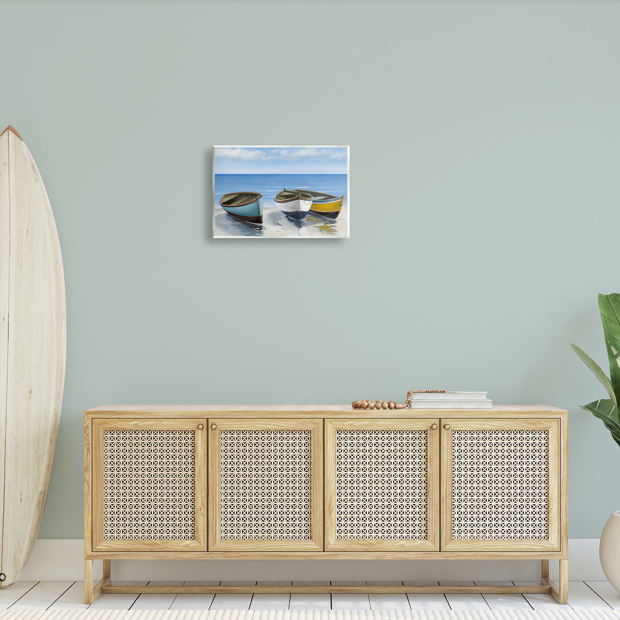 Stupell Industries Coastal Rowboats on Shore Transportation Painting Unframed Art Print Wall Art, 19 x 13
