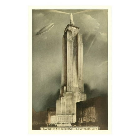 Blimp over Empire State Building, New York City Print Wall