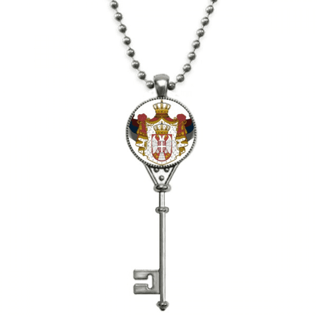 serbia national emblem country pendant vintage necklsilver key jewelry