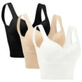 thumbnail image 6 of 3 Pieces Womens Sports Bra No Wire Comfort Sleep Bra Plus Size Workout Activity Bras With Non Removable Pads Shaping Bra, 6 of 7
