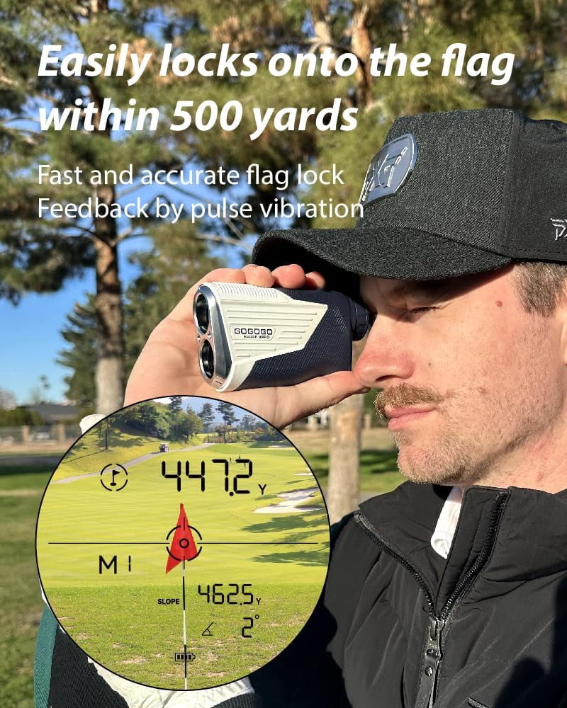 Gogogo Sport Vpro Golf Rangefinder 2500 Yards Disc Golf Range Finder with Slope Switch, Magnet GS91BL