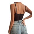 thumbnail image 3 of Body sexy para mujer, moldeador de abdomen con encaje floral, moldeador de cuerpo con aros y tanga, L, negro, 3 of 4