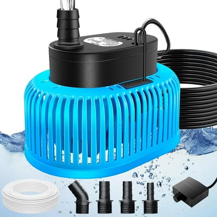 Pool Cover Pump Above Ground, Automatic Water Sensor Pump with 4 Adapters, Sump Pump for Pool Draining, Pump Water Remover, Pool Cover Water Removal Pump, 16ft Hose & 25 ft Power Cord,850 GPH