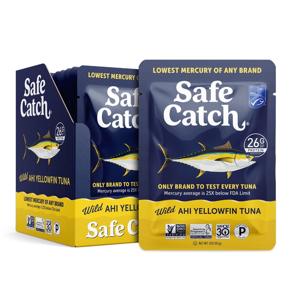 (2 pack) Safe Catch Wild Ahi Yellowfin Tuna, 3 oz Pouch – Mercury Tested Wild Tuna with 26g Protein