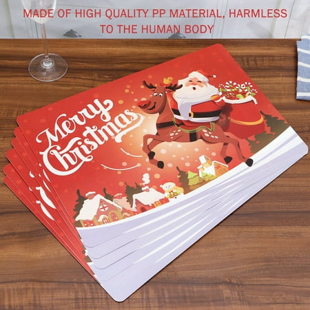 

6pcs/set Santa Green Christmas Placemats & Coasters Table Place Mats Dinner USA