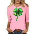 thumbnail image 2 of Ounisa St. Patrick's Day Shirts Womens Funny Shamrock Printed 3/4 Sleeve Casual Lucky Clover Heart Graphic Tee Tops, 2 of 5