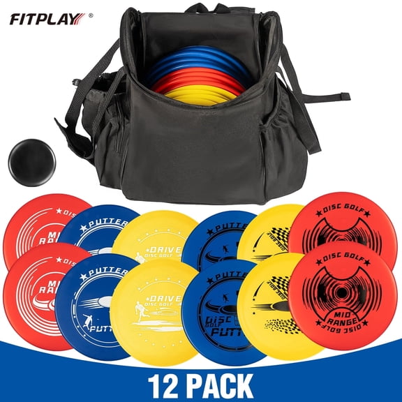 FITPLAY Disc Golf Set with Bag - 12 PCS Flying Disc Golf Discs