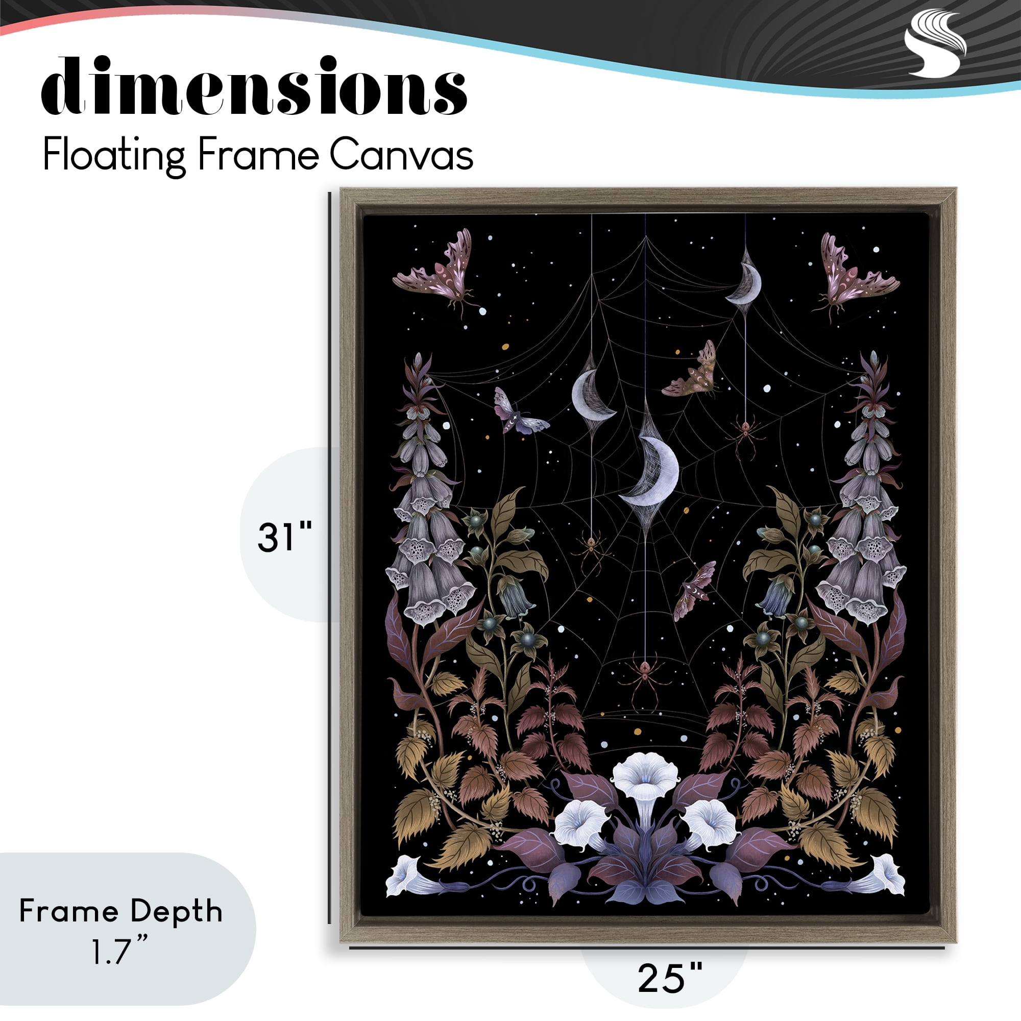 Stupell Industries Witch Garden with Spider Webs Brown Framed Floater Canvas Wall Art, design by Episodic Drawings