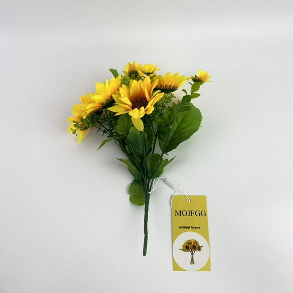 MOJFGG Artificial flowers,Artificial Sunflower Flowers Long Stem Silk Fake Large Sunflowers Decoration for Outdoor Home Wedding Baby Shower Birthday Party Single Bulk Yellow Fall Decor(Dark Center)