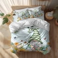 thumbnail image 2 of Easter Gnomes Eggs Queen Size Comforter Set, Spring Flower Leaves Branch Teal Gradient Bedding for All Seasons, 4 Pcs Bed Set, 1Quiltcover (90"x92") ,1Sheet(94"x116"), 2Pillowcases (30"x20"), 2 of 12
