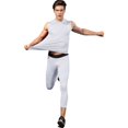 thumbnail image 4 of Active Men's Sleeveless Compression Workout Top with Textured Fabric and Fitted Athletic Cut - Medium, White, 4 of 5