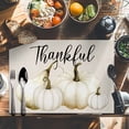 thumbnail image 6 of Thanksgiving Placemats Set of 4 Fall Farmhouse Beige Pumpkin Linen Texture Heat Insulated Linen Place Mats, Washable Stain-Proof Table Mats for Dining Tables Holiday Decor 13x19inch, 6 of 9