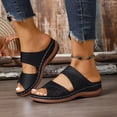thumbnail image 2 of Pandaie Women's Orthopedic Wedge Sandals Rhinestones Platform Casual Slip on Slides Glitter Comfortable Walking Slippers Summer Shoes Black Size 6.5, 2 of 9