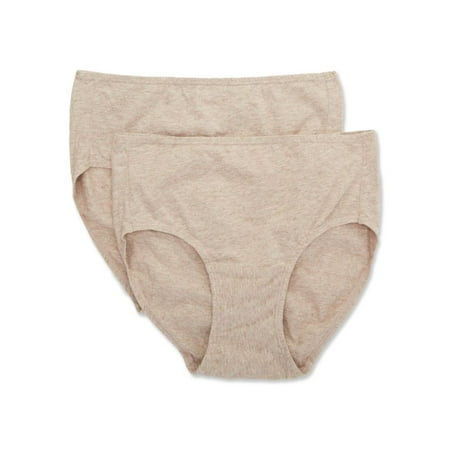 Women s Cottonique W22200 Latex Free Organic Cotton Brief Panty - 2 Pack (Melange Brown 5)