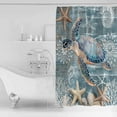 thumbnail image 4 of Teal Coastal Turtle Shower Curtains for Bathroom Waterproof Fabric Bath Curtains Decor Bath Tub Curtain Nautical Ocean Starfish Coral Decorative Shower Curtain Sets with 12 Hooks, 72x72 Inch, 4 of 6