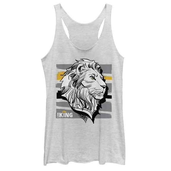 Women's Lion King Mufasa Stripe Profile Racerback Tank Top White Heather X Small