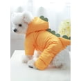 thumbnail image 1 of 1pc Pet Clothes For Winter Thick & Warm Hooded Jumpsuit Dinosaur Coat For Dogs & Cats, 1 of 5