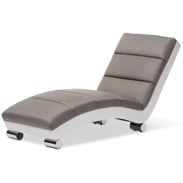 Baxton Studio Percy Chaise Lounge in Gray and White