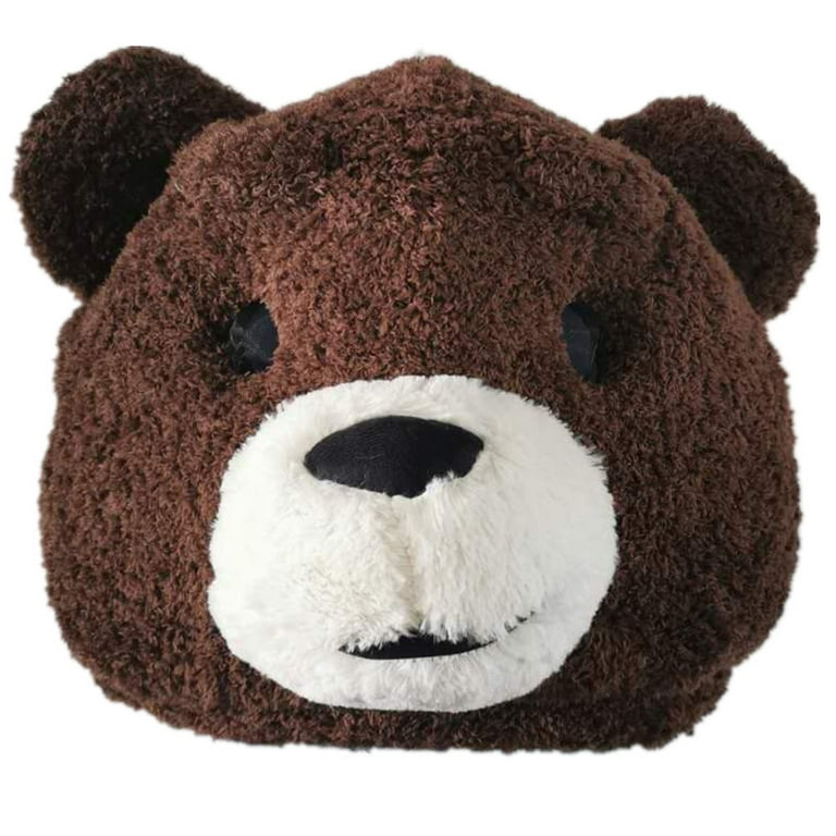 Adult Soft Plush Brown Bear Mascot Head Mask, Lightweight