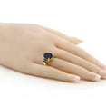 thumbnail image 3 of Gem Stone King 7.01 Ct Oval Blue Sapphire 18K Yellow Gold Plated Silver Ring (Size 6), 3 of 4