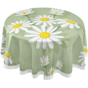 SKYSONIC Beautiful Little Daisies Round Tablecloth 60In,Table Cover Water Resistant Spill Proof Large Table Cover for Indoor & Outdoor Family Gathering Dinner, Hotel, BBQ