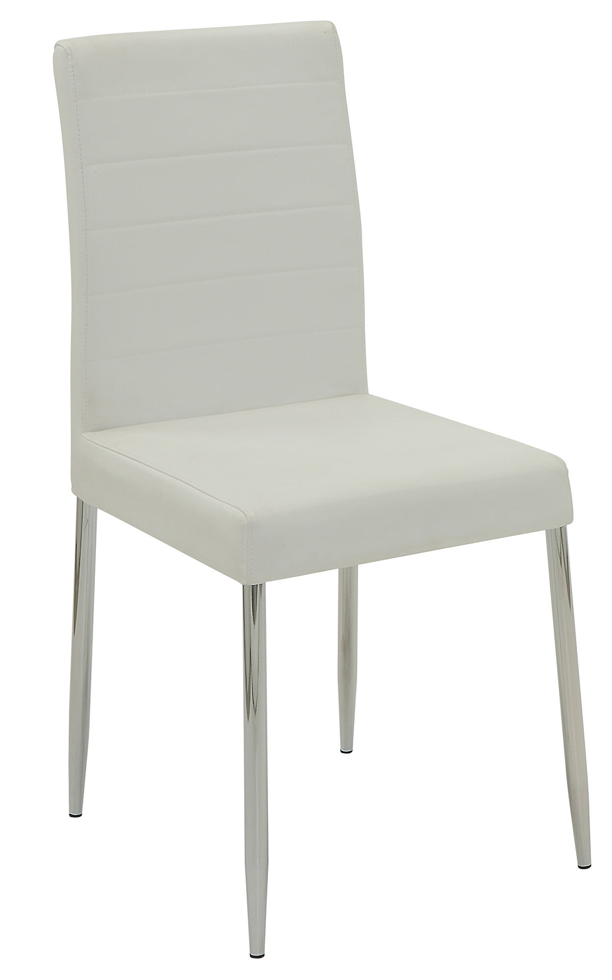 Dining Chairs with Vinyl Seat Cushion, White and Chrome (Set of 4)