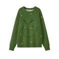 thumbnail image 3 of Ugly Christmas Sweater for Women Printed Long Sleeve Womens Sweatshirt Green Mons ter Graphic Holiday Pullover Tops Christmas Tree Sweatshirts for Women, 3 of 5