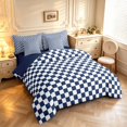 thumbnail image 2 of Manfei Contemporary Grid 7-Piece Twin Bedding,Checkered Art Bedding Comforter Set,Navy White,Navy Blue Reversible, 2 of 7