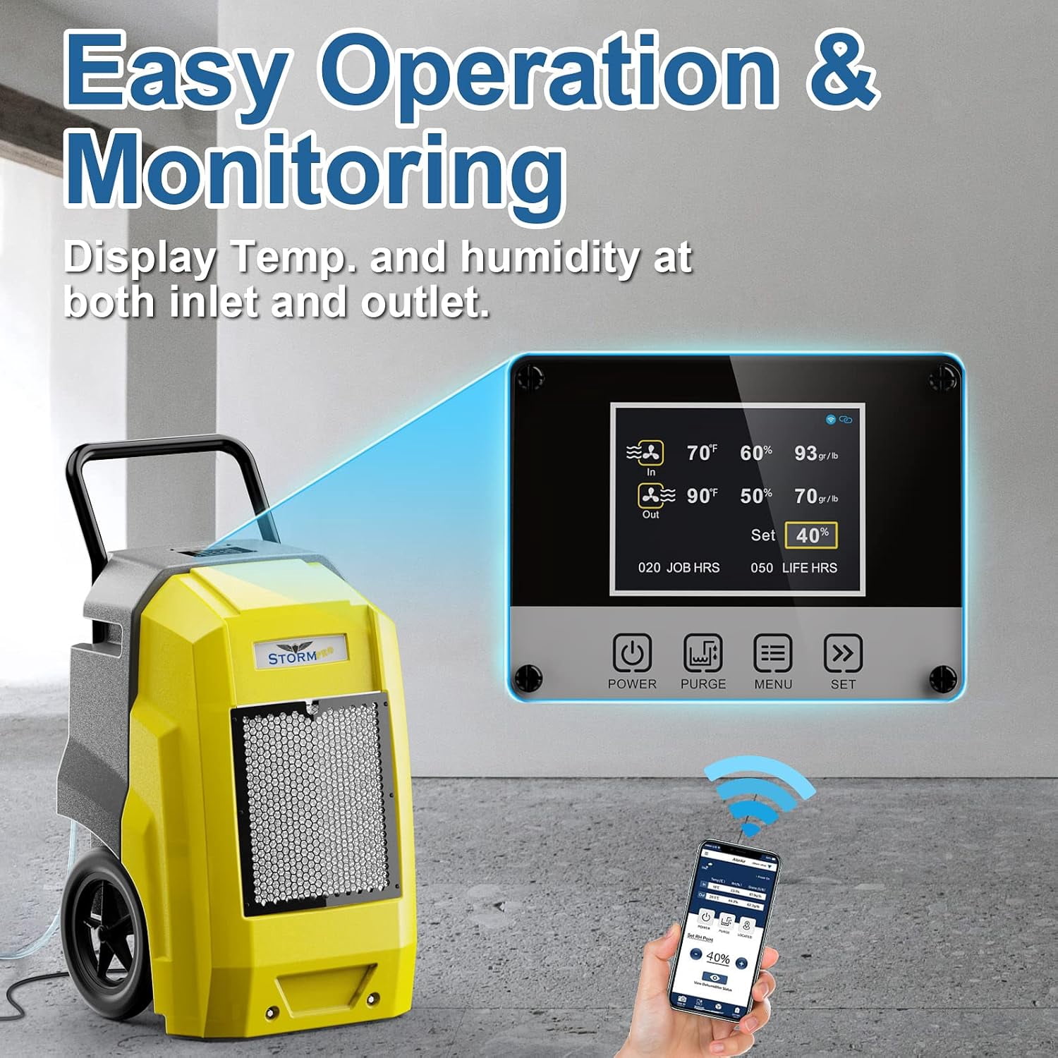 ALORAIR 180 Pints Commercial dehumidifiers with Pump Drain Hose, Smart Wi-Fi Dehumidifier for Large Basement, Industrial or Commercial Space, Smart Wi-Fi, 5 Years Limited Warranty