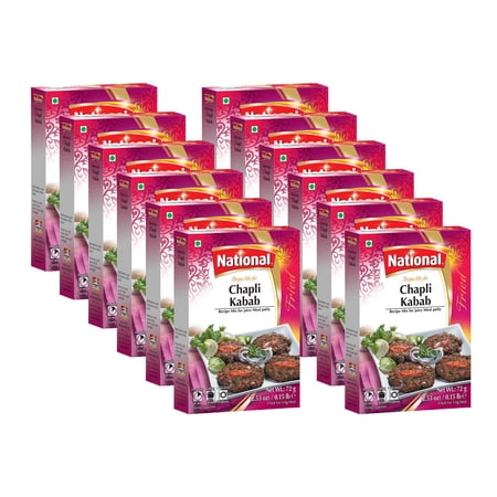 National Foods Chapli Kabab Recipe Mix 2.53 oz (72g) | South Asian BBQ Masala Powder | Traditional Spicy Cusine | Box Pack (Pack of 12)