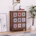 thumbnail image 2 of Cómoda americana vintage con cajones pintados, gabinete de almacenamiento multicapa resistente para sala de estar/dormitorio, organizador de madera maciza, 2 of 4