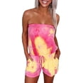 thumbnail image 1 of Women's Strapless Off Shoulder Printed Beachwear Short Rompers Jumpsuits, 1 of 5