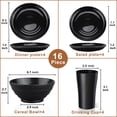 thumbnail image 2 of Bestdin Black Dinnerware Set for 4, 16 Pack Plastic BPA-Free Dinner Plates, Salad Plates, Cereal Bowls, Cups, Unbreakable Plates and Bowls Sets, Microwave and Dishwasher Safe, 2 of 6