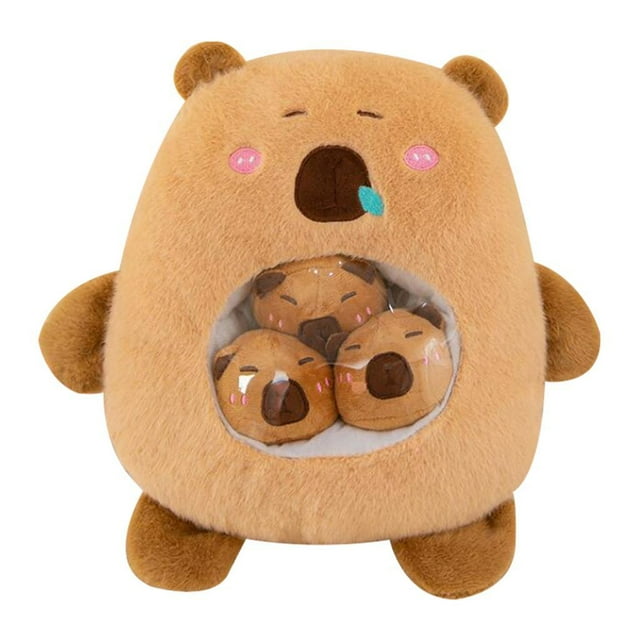 Peluche de capibara para habitación de niños, juguete de dibujos animados coleccionable y abrazable, cómodo para usar marrón