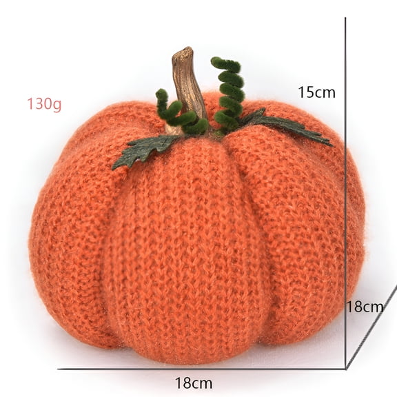 Crochet Pumpkin Fall Decor, 7" Handmade Harvest Ornament for Thanksgiving Halloween Farmhouse Table Centerpiece,Orange