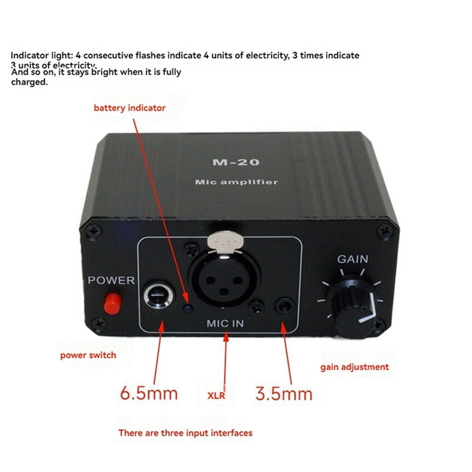 Dynamic Microphone Condenser Mic Amplifier M-20 Audio 48V Phantom Power Charging Black for Live Sound Card Speaker B