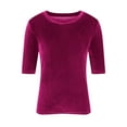 thumbnail image 5 of ChaoHeng Blouses for Women Plus Size Womens Summer T-Shirts Women's Fashion Solid Color Half Sleeves RoundNeck Casual Shirts Pullover Blouse, 5 of 6