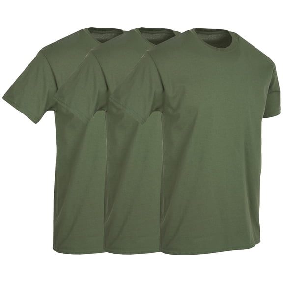 BILLIONHATS 3 Pack Mens Cotton Short Sleeve Lightweight T-Shirts, Bulk Crew Tees for Guys, Solid Bright Colors T-shirt Military Green