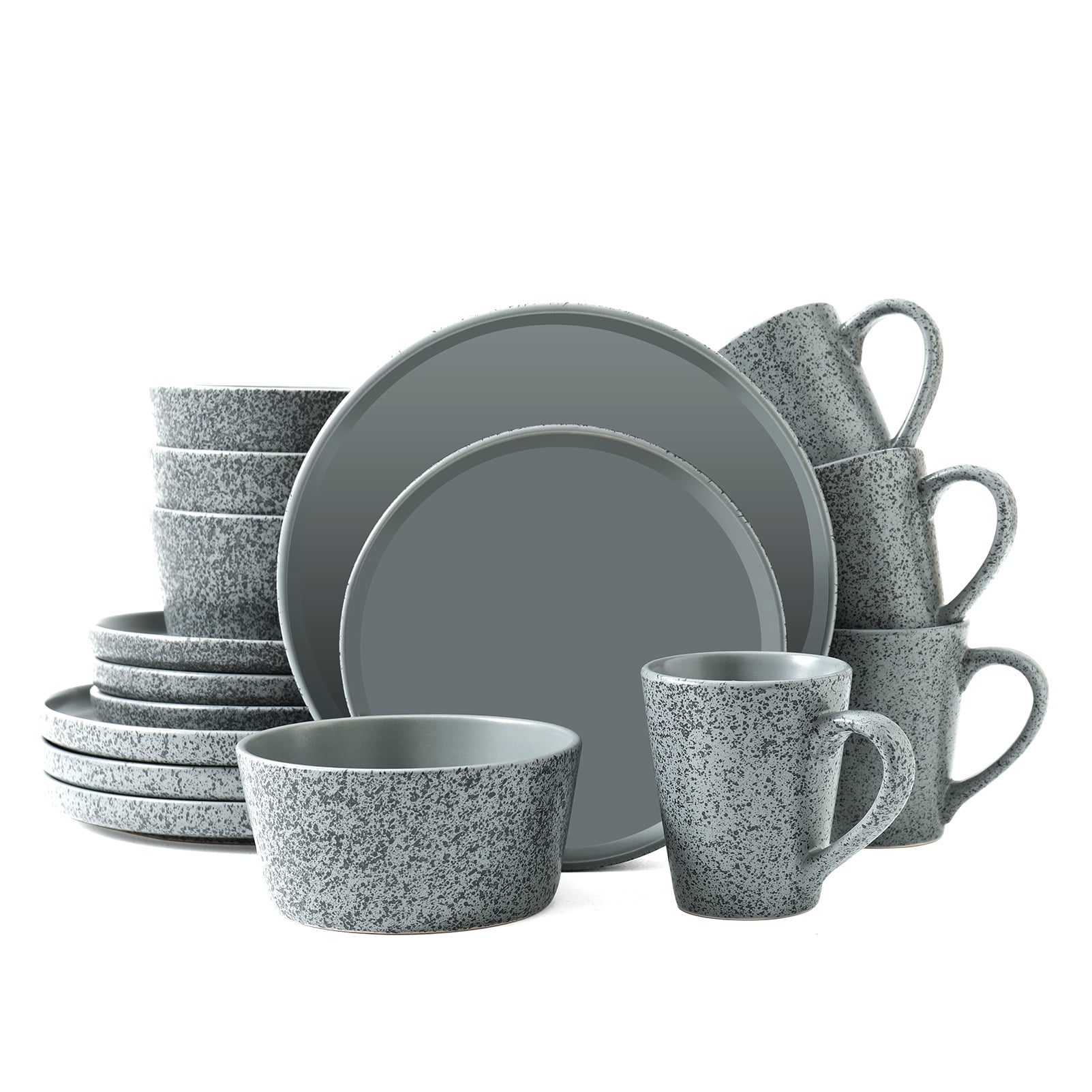 Bestone 16 Piece Stoneware Round Dinnerware Set, Chip Resistant