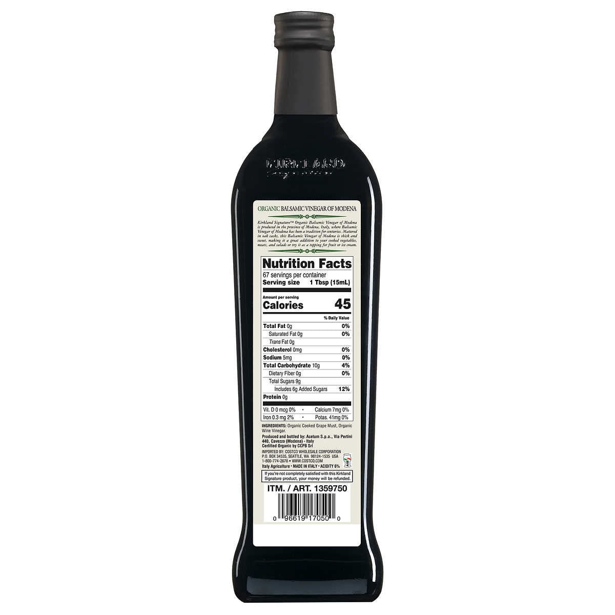 Kirkland Signature Organic Balsamic Vinegar 1 Liter (33.81 Fluid Ounce)