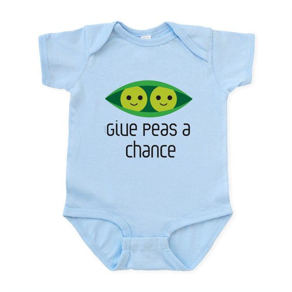 CafePress - Give Peas A Chance Body Suit - Baby Light Bodysuit, Size Newborn - 24 Months